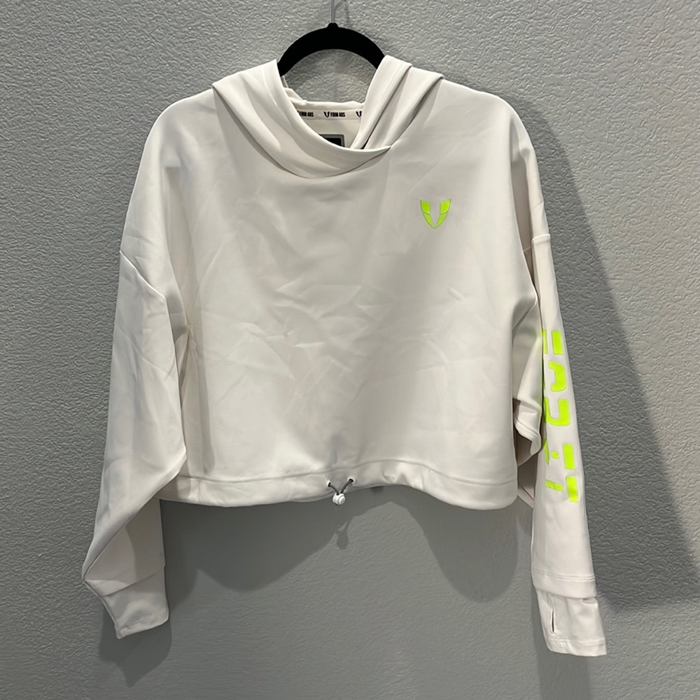 Firm Abs white cropped hoodie size XXL